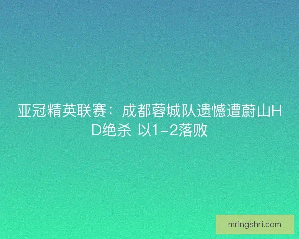 亚冠精英联赛:成都蓉城队遗憾遭蔚山HD绝杀 以1-2落败 亚冠精英联赛:成都蓉城队遗憾遭蔚山HD绝杀 以1-2落败