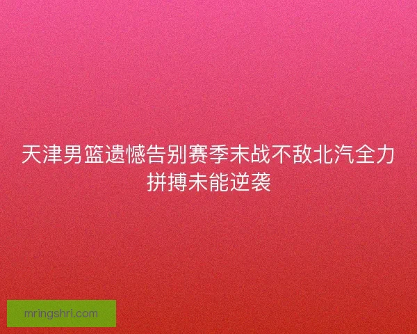 天津男篮遗憾告别赛季末战不敌北汽全力拼搏未能逆袭